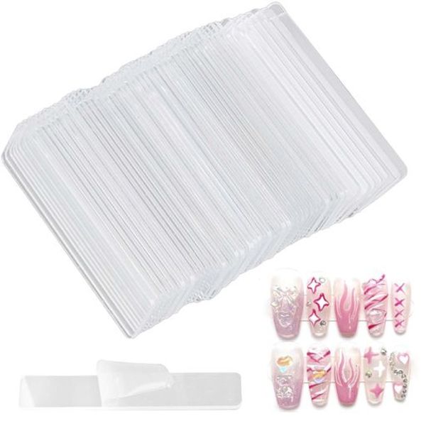 PAVIKE Nail Sample Display Board (50 Pieces) Nail Art Display Panel Nail Tip Display Board Sample Board Nail Art Practice Display Nail Tools Nail Storage Display Tool Transparent Lightweight For Home and Nail Salon 6.5 CM x 1.5 CM