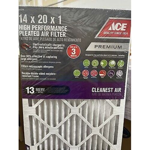 ACE (Pack Of 6) 14x20x1 Pleated Premium 13 MERV Air Filters - AH1-1420-13-6