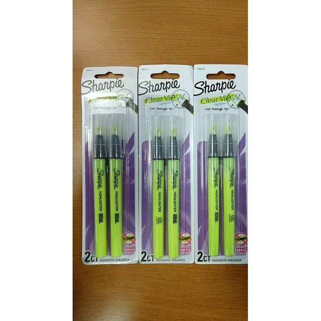 3 Packs of 2: Sharpie Clear View Highlighters yellow with Clear View - W6E-4801