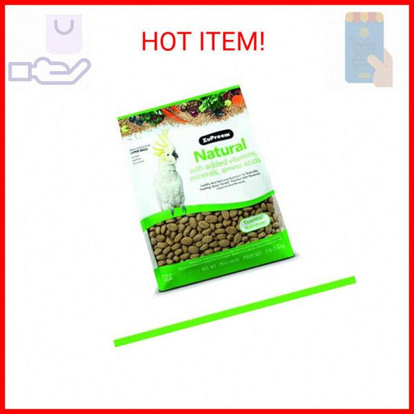 ZuPreem Natural Bird Pellets, Daily Bird Food for Amazon, Cockatoo, Macaw, Core