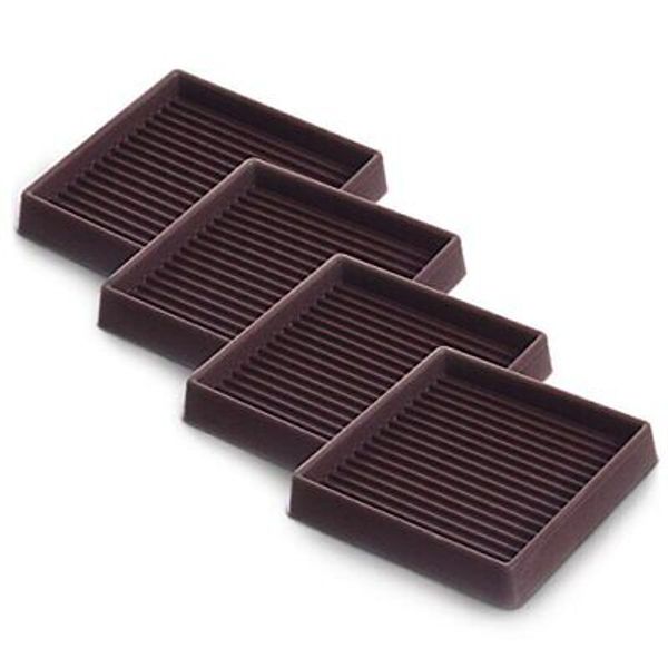 3X3 Square Rubber Furniture Caster Cups with Anti-Sliding 3 Inch Dark Brown