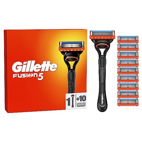 Gillette Fusion5 Men's Razor + 10 Razor Blade Refills with Precision Trimmer, 5 Anti-Friction Razor Blades