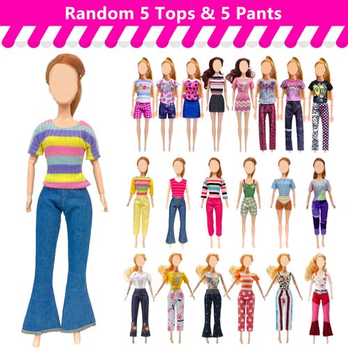 29 Pieces Doll Clothes and Accessories for 11.5 Inch Girl Dolls Outfit Including 5 Tops,5 Pants,3 Dresses,2 Fashionable Dresses,2 Swimwear,6 Pairs of Shoes, 1 Bag, 5 Hangers