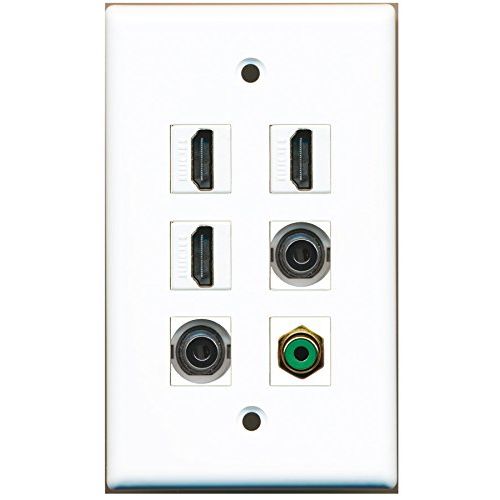 RiteAV - 3 HDMI 1 Port RCA Green 2 Port 3.5mm Wall Plate