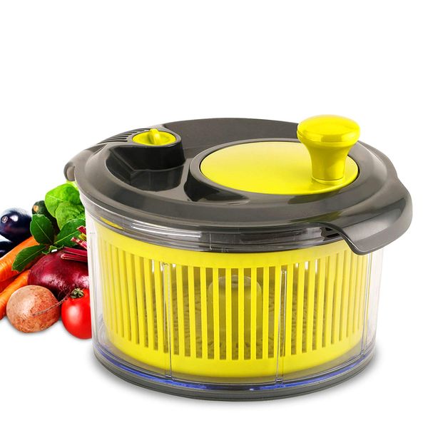 Royalford Mini Salad Spinner | Healthy Eating Salad Spinner & Dresser for Lettuce Herbs Vegetables & Fruits| Multipurpose, Spin-Knob Design, Secure Clip Lid | Spinner for Drying Dressing Salads | 1.5L