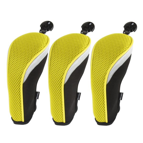 Andux Golf Hybrid Club Head Covers with Dial No. Tag Pack of 3 Yellow