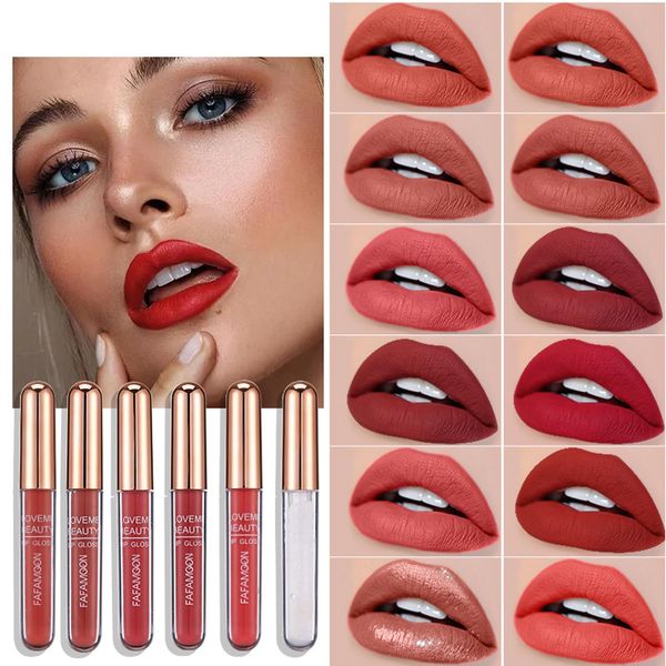 Gireatick 12Pcs Velvet Matte Liquid Lipstick Set, Matte Long Lasting Lip Gloss Kit, Waterproof and Non-Stick Cup Lip Tint, Durable Red Lip stain Beauty Cosmetics Set for Girls and Women