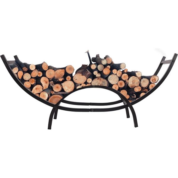 40" Heavy Duty Curved Firewood Storage Rack Fireplace Log Holder Stacker Indoor