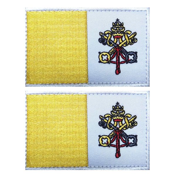 EmWoot 2PCS Vatican Flag Patch Embroidered Morale Patch Military Tactical Patches Hook and Loop