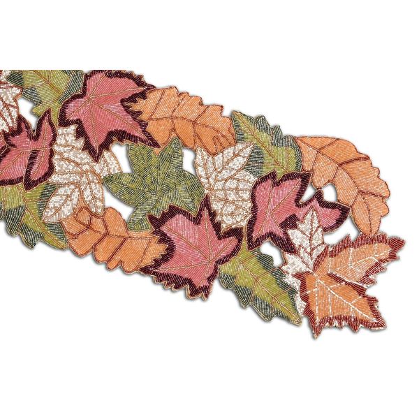 Maple Leaves Table Runner Beaded Fall Table Runner Autumn Tableware 13X36 Inch