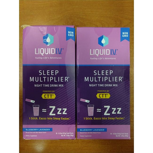 2 Boxes: Liquid I.V. Hydration+Sleep Multiplier Blueberry Lavender Exp 1/25 R5P1