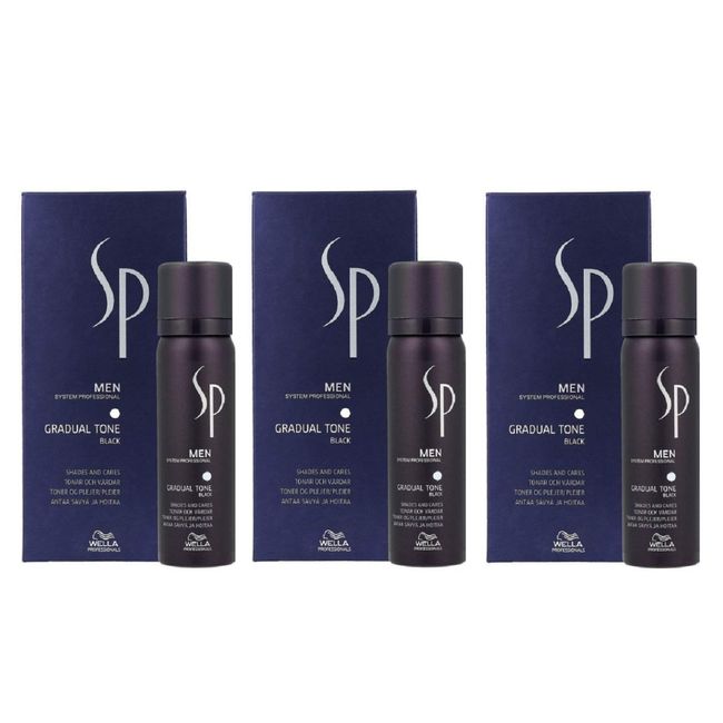 3x Wella SP Just Men - Gradual Tone [ BLACK ] 60ml + 30ml Shampoo