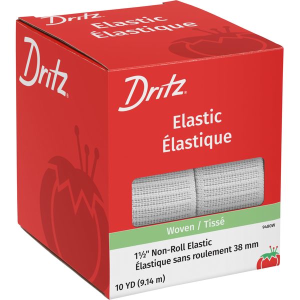 Dritz 1-1/2 x 10 yd Non-Roll Elastic, White