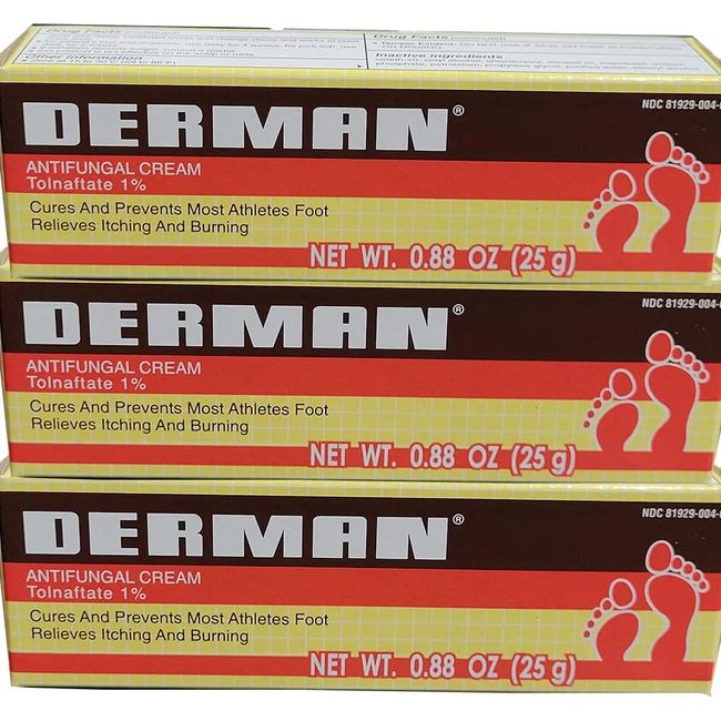 Derman Antifungal Cream for the Treatment of Athlete'S Foot (3 Pack (0.88 Ounce)