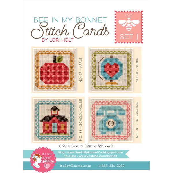 It's Sew Emma Stitch Cards 4/Pkg-Bee in My Bonnet Set J