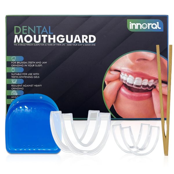 Innoral Mouth Guard for Grinding Teeth at Night and Bruxism, Teeth Grinding Mouth Guards for Sleeping, 4 Piece Mouldable Teeth Guards for Clenching Teeth, Reusable Gum Shield for Adults