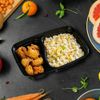 Reusable 32 oz Meal Prep Containers 2 Compartment W/ Lids 40 pack, base & lid