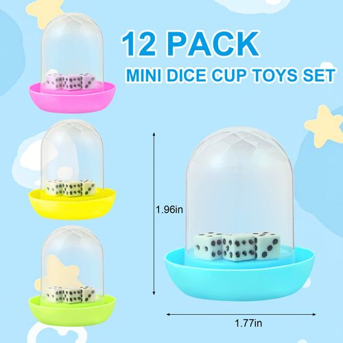 12 Pack Mini Dice Cup Set，Party Favors for Adults Kids Toddlers, Plastic Shaker Dice Game，Shaker Cup Desk Toys, Classroom Rewards, Carnival Prizes, Goodie Bag Stuffers, Treasure Box, Pinata Fillers
