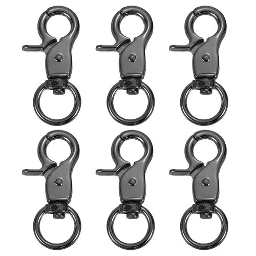 uxcell 6Pcs Swivel Snap Hook, 15mm(5/8") Trigger Snap Heavy Duty Metal Lobster Claw Clasp Lanyard Clips for Straps Bags Belting Leathercraft, Gun Black