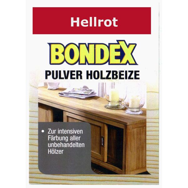 Bondex Holzbeize Pulverbeize Beutelbeize Beize auf Wasserbasis für Möbel 5er Pack (hellrot)