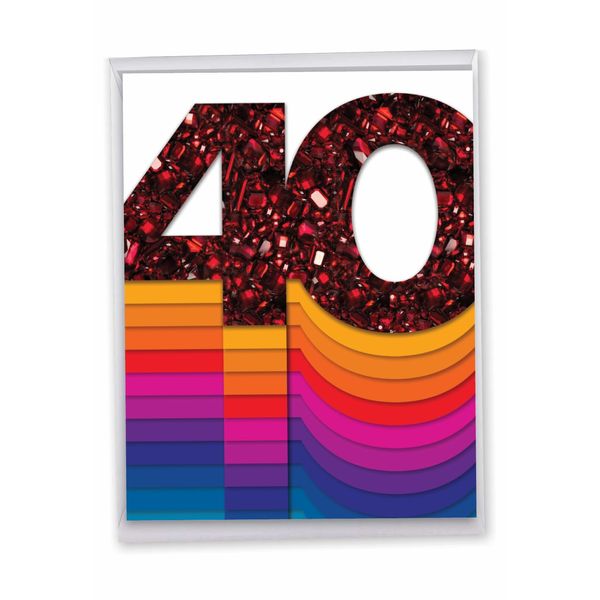 The Best Card Company - 40th Happy Birthday Card Jumbo (8.5 x 11 Inch) - 40 Years of Celebration Notecard for Birthdays, with Envelope - Bold Milestones 40 J6110BMBG