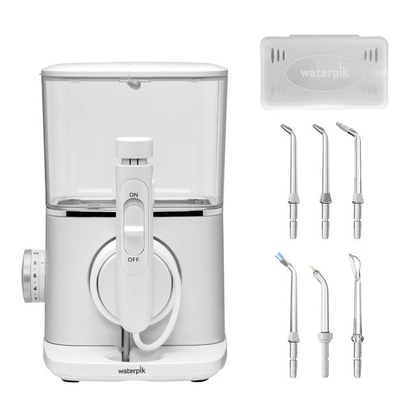 Waterpik Water Flosser Evolution Electric Countertop Dental Oral Irrigator with 6 Tips, WF-07