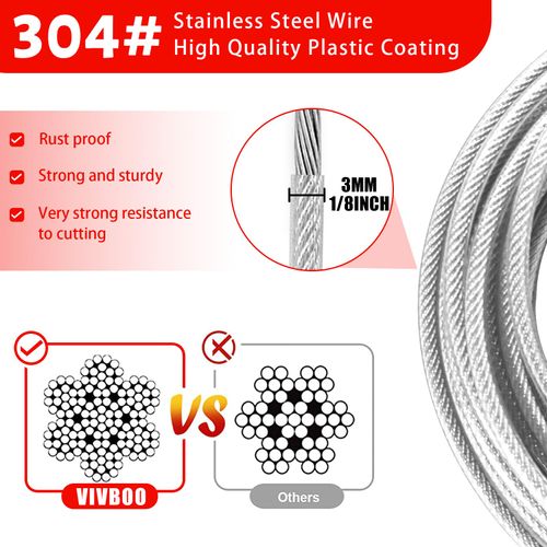 VIVBOO 4FT/6FT/10FT/15FT Cable Locks with Combination 1/8 inch Security Cable with Loops for Fence Luggage Gym Locker Cabinet