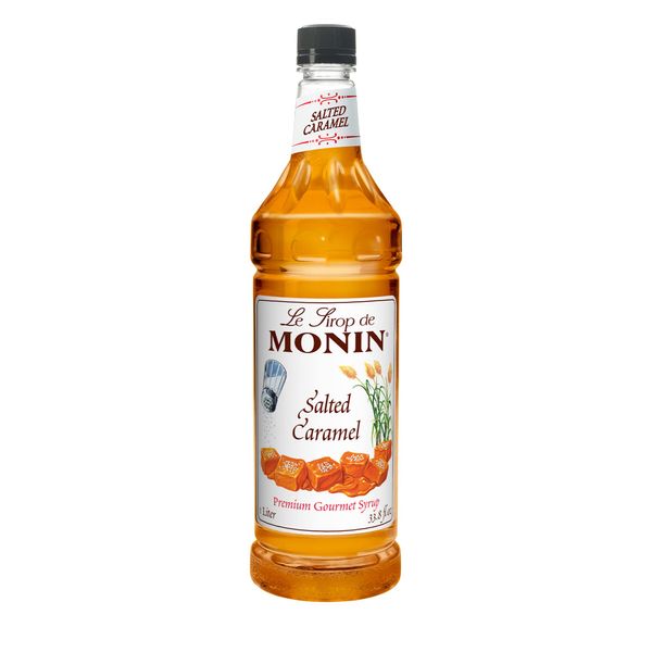 Monin - Salted Caramel Syrup, Natural Flavors, Great for Mochas, Lattes, Smoothies, Shakes, and Cocktails, Non-GMO, Gluten-Free (1 Liter)