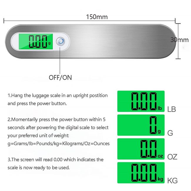 50kg/10g Digital Luggage Scale With Backlight Portable Electronic Scale  Weight Balance Travel Hanging Steelyard Hook