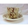 William Morris Pinks on Brown Jumbo Cup and Saucer