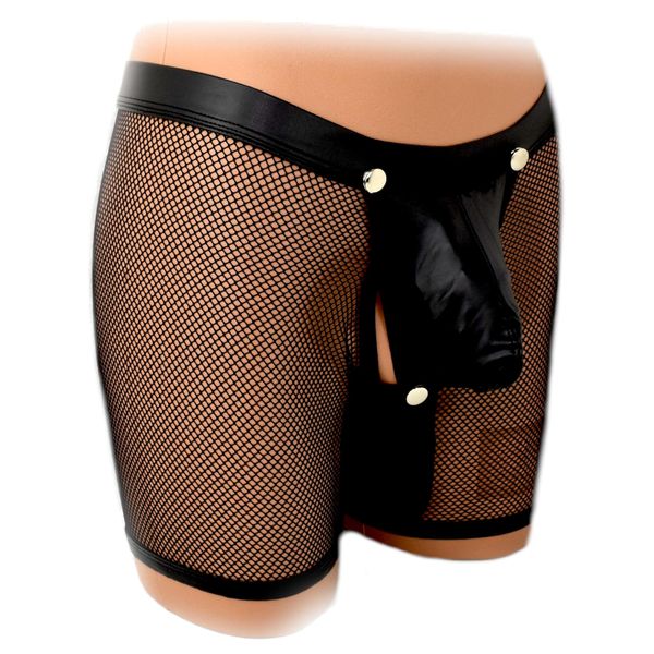 SpecialUnderwear Long Pants Mesh Faux Leather Back Open Size: L