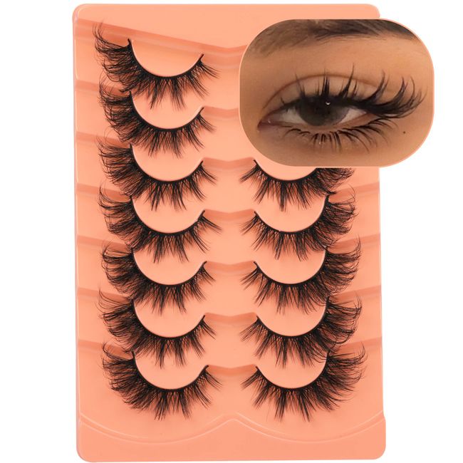 ALICROWN HAIR False Eyelashes Wispy Lashes Natural Look Fake Eyelashes Cat Eye Lashes Faux Mink Fluffy Strip False Lashes Fox Eye Lashes Pack 7 Pairs ALICROWN