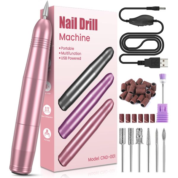 Fresa per Unghie Professionale, Fresa per Unghie Lima Elettrica per Unghie Portatile, Fresa Unghie in Gel/Semipermanente per Casa e Salone Usare, Kit Manicure e Pedicure Elettrico Nail Drill