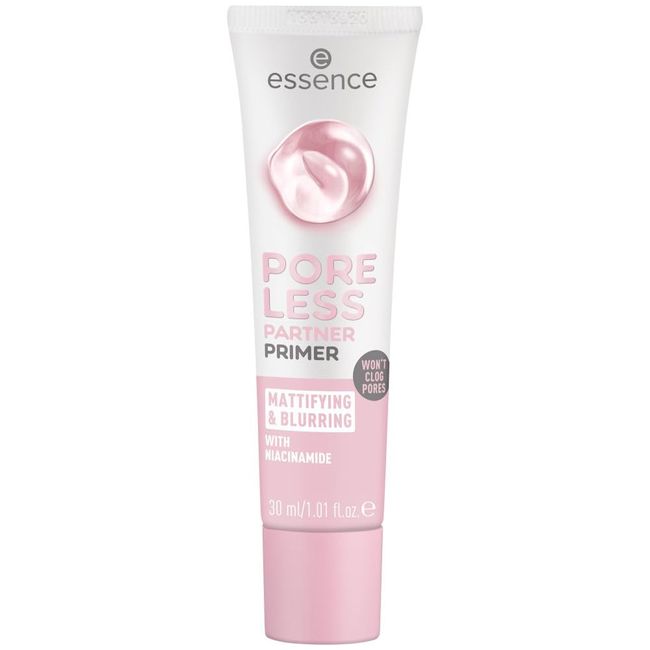 essence PORELESS PARTNER PRIMER, Grundierung, pink, pflegend, mattierend, glättend, weichzeichnend, grundierend, matt, vegan, ölfrei, entspricht unserem CLEAN BEAUTY Standard (30ml)