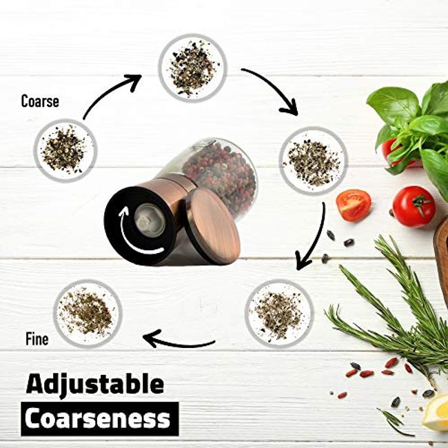 Salt and Pepper Grinder Set, Adjustable Coarseness Ceramic Spice