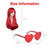 AOMIG Long Wavy Red Wigs, 3 Pack Long Red Wigs Set with Sunglass & Wig Cap, Charming Full Long Curly Hair Wig with Bangs, 28 Inch Anime Cosplay Party Synthetic Wig for Women Girls