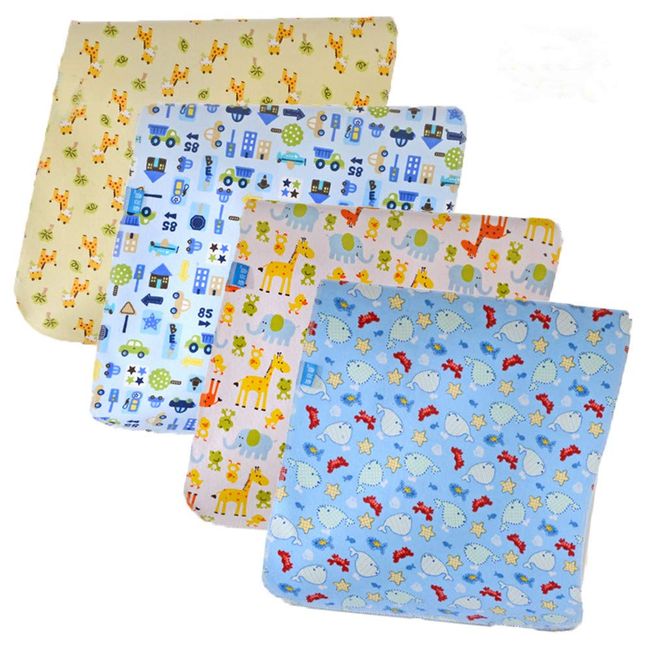 Monvecle 4pcs Pack Baby Infant Waterproof Cotton Changing Pads Washable  Resuable Diapers Liners Mats (4pcs Pack-18x12)