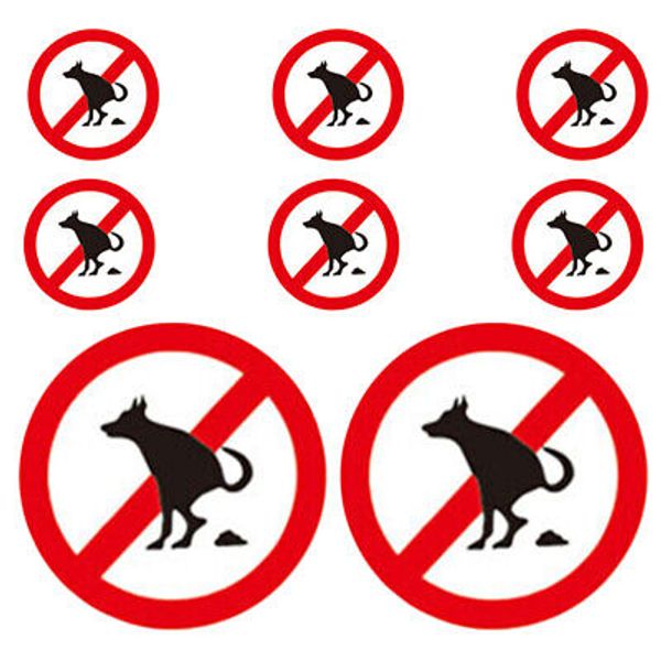 8pcs No Pooping Stickers Street Signs Pet Dog Pooping Prohibition Lawn Signs