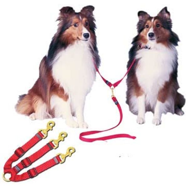 Adjustable Triple Dog Leads - Medium - Step 4 Red - Walk 3 Dogs at Once