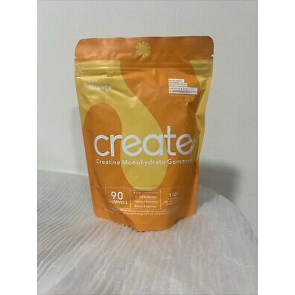 CREATE WELLNESS CREATINE MONOHYDRATE GUMMIES ORANGE FLAVOR NEW SEALED 90 COUNT