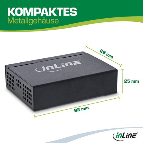 InLine LAN Switch 5 Port - Network Gigabit Switch, LAN Splitter, Ethernet Switch, Desktop Network Splitter - Metal Housing, Fanless