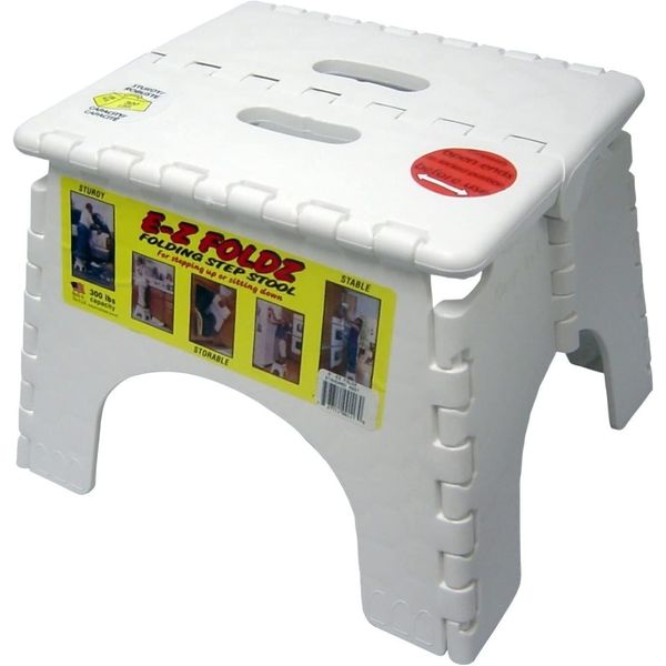 B&R Plastics 101-6 EZ 9-Inch Foldz Step Stool, White