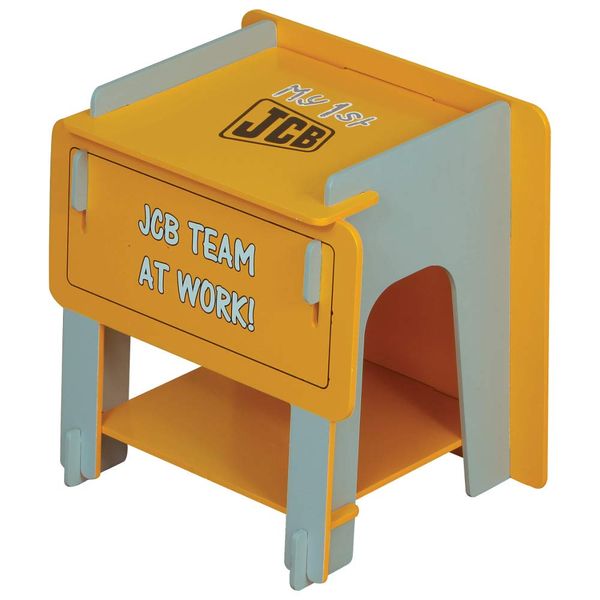 JCB Children's Bedside Table, Happy Beds Yellow Digger Kids Nightstand - 36.5 x 36 x 28 cm