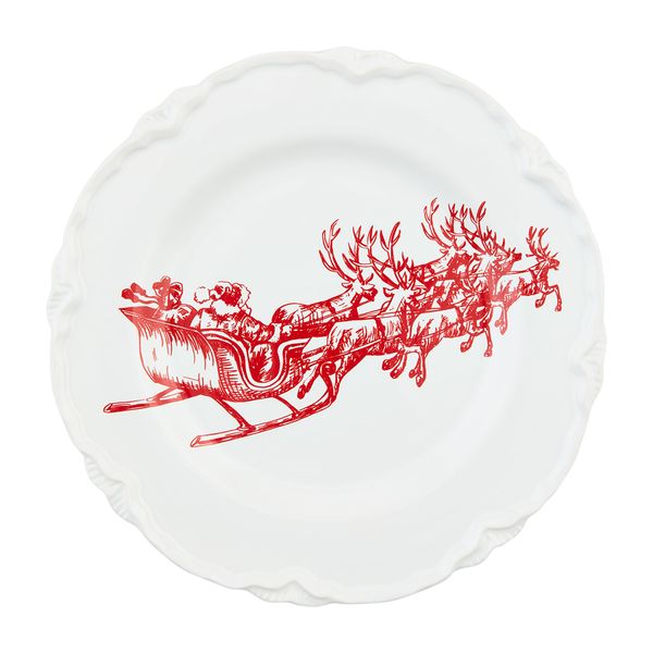 Mud Pie Christms Dessert Plate, Sleigh, 8" dia