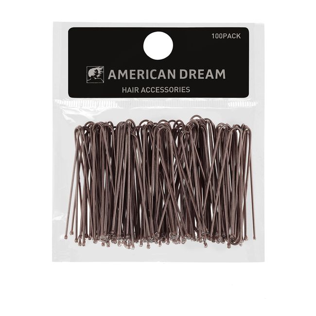 American Dream Straight Hair Pins, Brown 2-inch/ 5 cm - Pack of 100