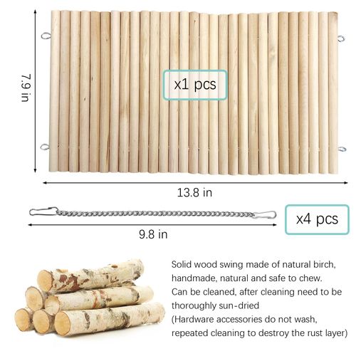 Hamiledyi Hamster Swing Dwarf Rabbit Swing Toy Natural Wooden Hamster Bridges Ladder Hideout Tunnel Guinea Pig Hanging Hammock Small Animal Chew Toys Cage Accessories for Bunny Chinchilla Rat