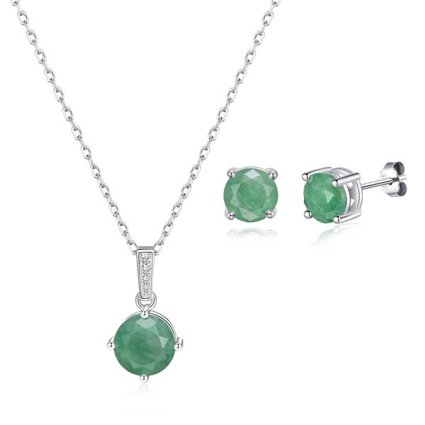 Philip Jones Sterling Silver Green Aventurine Gemstone Set