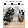 Knife Set, 15 PCS Kitchen Knife Block Sets with Sharpener, 6 Steak Knife Set ...