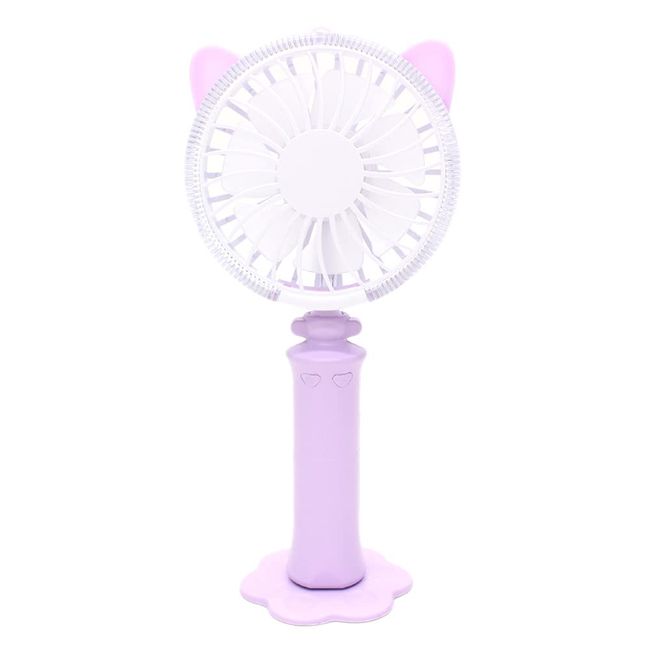 HI CAT FAN Portable Fan, USB Rechargeable Mobile Fan, LED Light, Purple