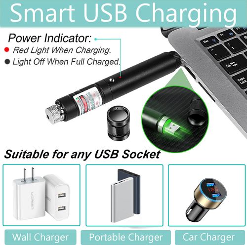 Long Range Laser Pointer, Green Laser Pointer, USB Rechargeable, for TV, LED, LCD Screen Presentation